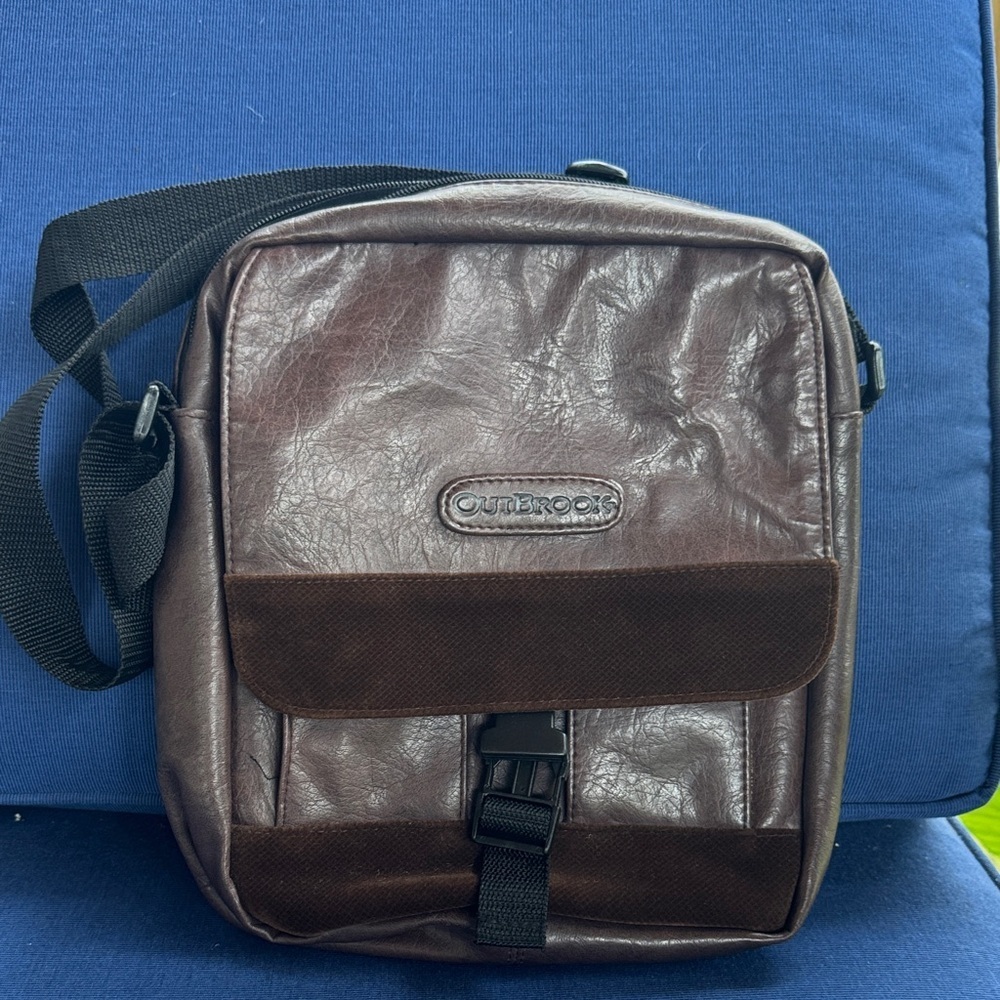 Outbrooks Dark Brown Leather Messenger Bag for Men